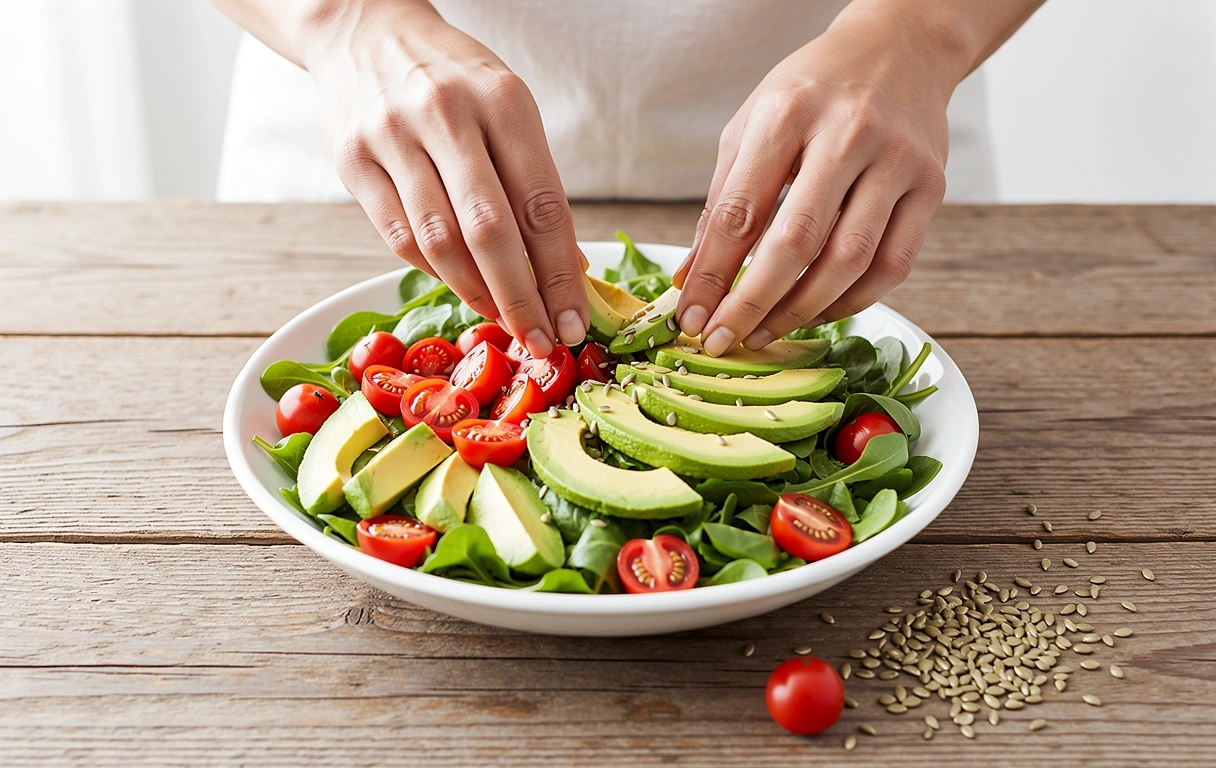 Zubereitung eines frischen Salats